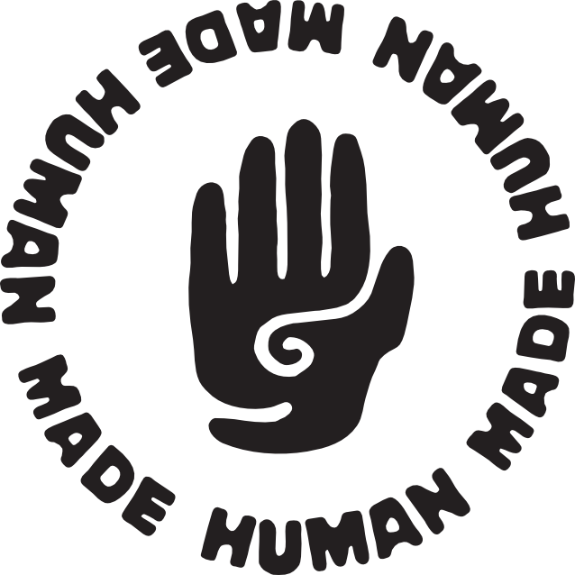 The Human Made logo. An illustration of a hand with a spiral inside it.